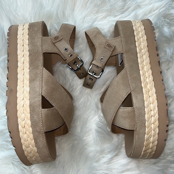 🆕 UGG Womens Aubrey Ankle Strap
Platform Sandal Shoes Sand Color Size 9.5 - Picture 7 of 15